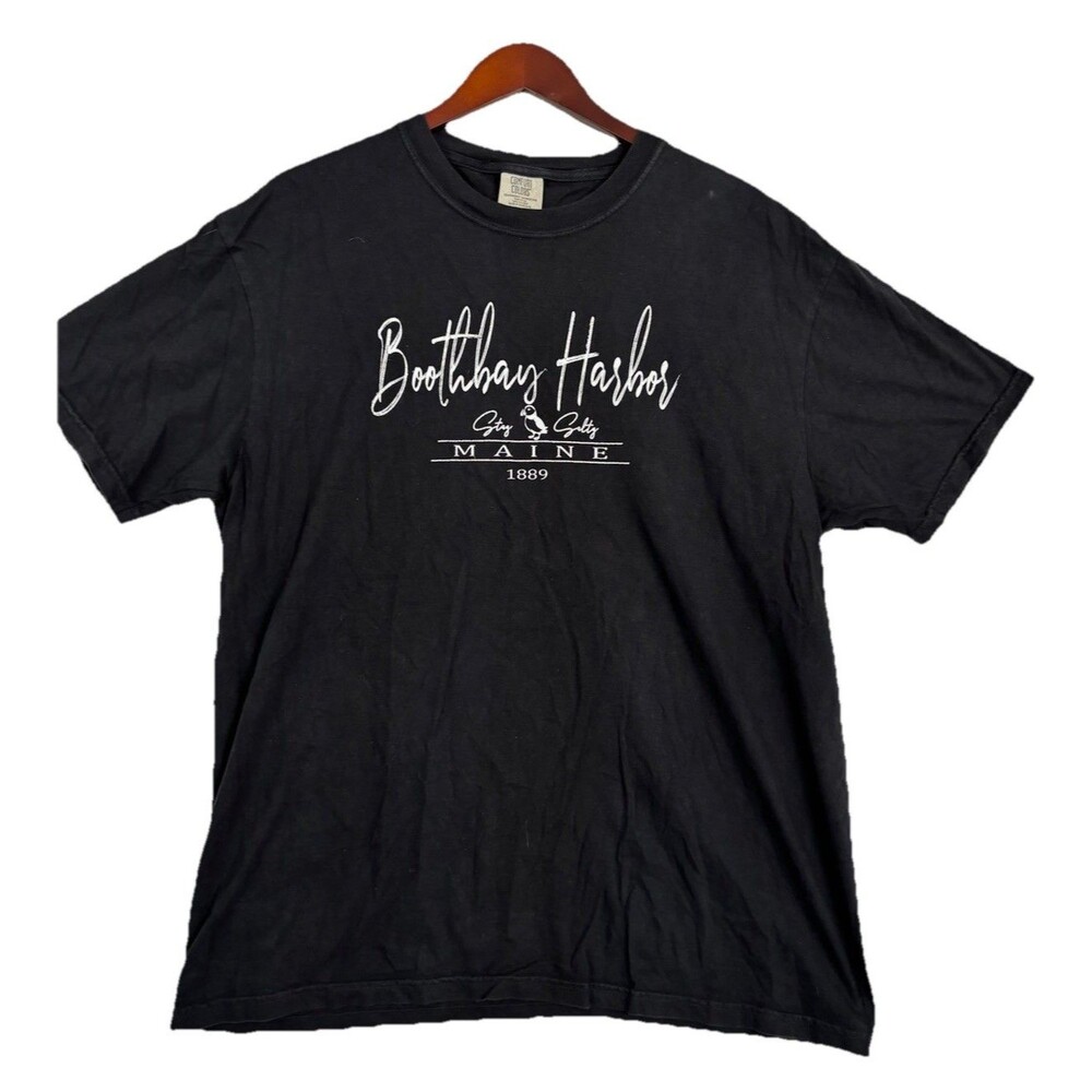 Boothbay Harbor Maine Stay Salty Graphic T Shirt Black XL Coastal Tourist Tee